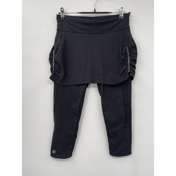 Athleta Womens Contender 2 in 1 Skirt‎ Attached Black Capri Legging Size S - Picture 1 of 7